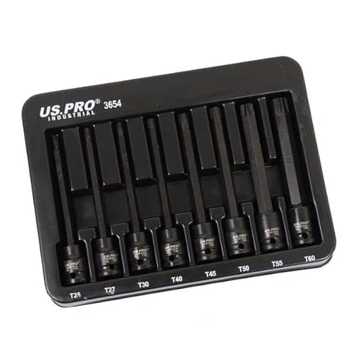 Image of US PRO Industrial 8pc 3/8" DR Extra Long Impact Star Torx Bit Socket Set T25 - T60 3654