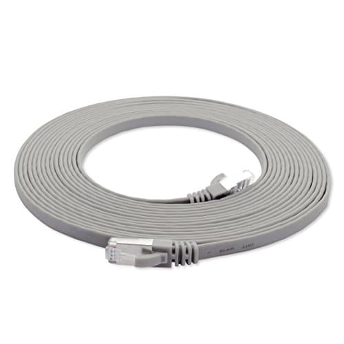 Image of 1aTTack.de 0.25 m - gray - 1 piece Cat7 flat cable network cable Cat 7 raw cable Gigabit Lan (10Gbit/s) ribbon cable installation cable patch cable flat slim Rj 45 plug Cat6a