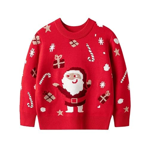 Image of LIKPOJA Kids Christmas Jumper Girls Boys Knitted Christmas Ugly Sweater Toddler Jumpers for Children's Winter Warm Clothes(Knitwear M Santa Claus,5-6Y