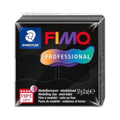 Image of STAEDTLER Polymer Modelling Clay - FIMO Professional - Oven Bake Clay - Black, 57g - 1 Block, 8040-9