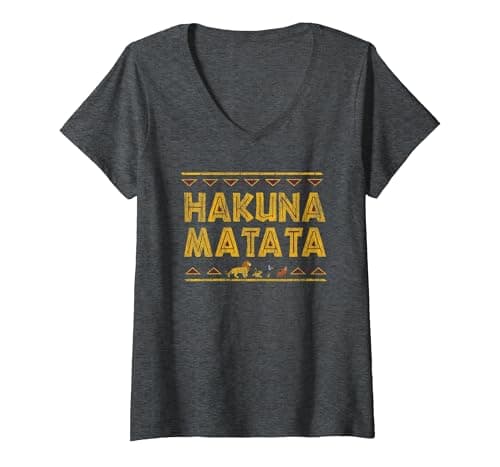 Image of Women's The Lion King Hakuna Matata V-Neck T-Shirt, Dark Heather Grey, XX-Large