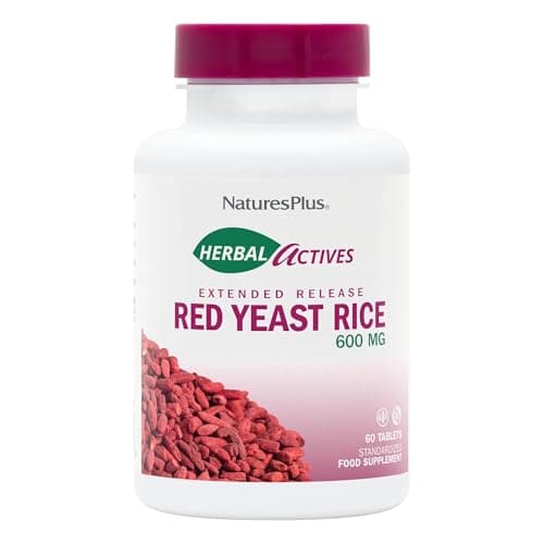 Image of NaturesPlus Herbal Actives Red Yeast Rice Tablets - 600 mg Extended Release, One a Day Herbal Supplement - Vegan, Gluten Free - 60 Tablets
