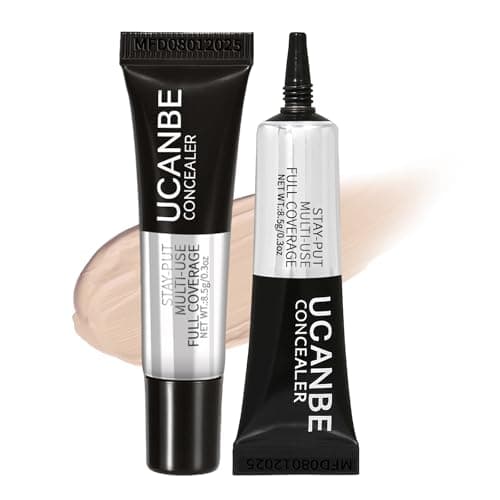 Image of UCANBE Stay-Put Full Coverage Concealer, Long-Wear Waterproof, Under Eye Brightener Concealer, Color Corrector for Dark Circles, Acne, Blemishes, Redness Color Correcting Cream (01 LIGHT IVORY)