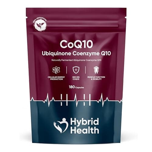 Image of Hybrid Health Ubiquinone Coenzyme Q10 300 MG Supplement | 180 Vegan CoQ10 Capsules | Super Strength Vegan Friendly Naturally Fermented CoQ10 Supplement | Non-GMO | 6 Months Supply