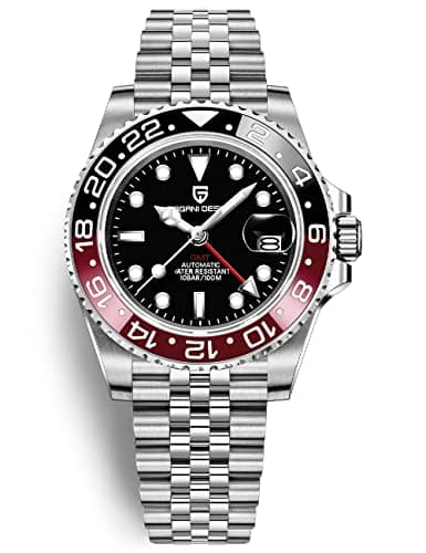 Image of Men Watch Pagani Design GMT Watches for Men Automatic 40MM Date 100M Waterproof Stainless Steel Sapphire Glass Mechanical Wristwatches PD-1662 (5 Black Red)
