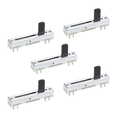 Image of sourcing map 5pcs Fader Variable Resistors 35mm Straight Slide Potentiometer B104 100K Ohm Linear Double Potentiometers for Dimming Tuning