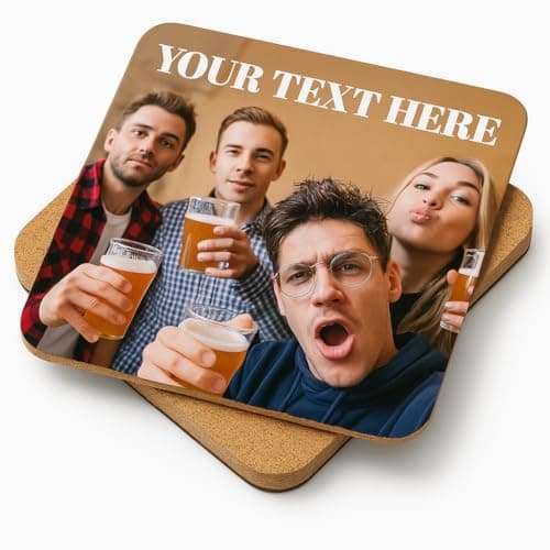 Image of Personalised Photo Coasters – Set of 6 Square High Gloss Drink Mats – Custom Gift for Home, Kitchen, Mother’s Day, Housewarming