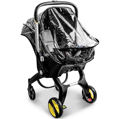 Image of Car Seat Stroller, Black Transparent Stroller Rain Cover, Buggy Rain Cover Universal with Easy Access Zipper, Buggy Snow Cover That Protects Against Rain Snow Wind, Pushchair Cover for Strollers