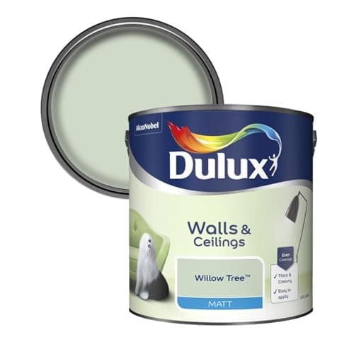 Image of Dulux Walls & Ceilings Matt Emulsion Paint, Long-Lasting, Easy-To-Apply, Quick Drying, Perfect For Living Rooms, Bedrooms, Hallways, Kitchens, Indoor & Outdoor Use, 2.5L, (Willow Tree)