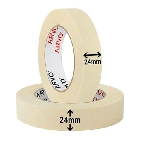 Image of ARVO Masking Tape for Painting – 24 mm x 50 m Decorators Painters Tape | Medium-High Adhesion, Crepe Paper for Walls, Trim & Multi-Surface Indoor Decorating – Pack of 2