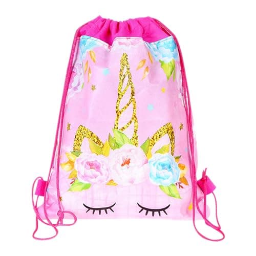 Image of Copbopwn Unicorn Backpack for Kids, Waterproof Swimming Gym Bag, Cartoon Drawstring Backpack Gift for Girls, Outdoor Sport (Pink - 2)