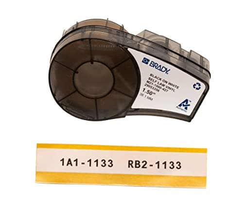 Image of Brady Self-Laminating Vinyl Tape for BMP21-PLUS; BMP21-LAB; BMP21, 38.10 mm x 4.30 m, Black on White, Transparent