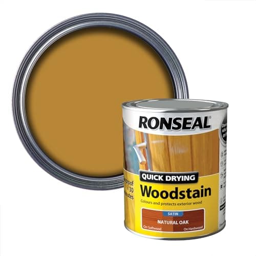 Image of Ronseal QDWSNO750 750 ml Satin Finish Quick Dry Woodstain - Natural Oak