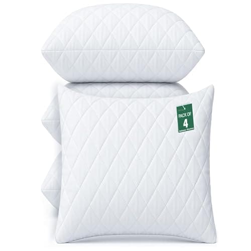 Image of Adam Home Cushion Inserts 40cm x 40cm (16" x 16" inches) 4 Pack Hotel Quality Polycotton Quilted Cover Hypoallergenic Fluffy White Cushions Inner Bounce Back Hollowfibre Cushion Pads for Sofa