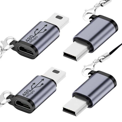 Image of Seminer Micro USB to Mini USB Adapter (4 Pack), Micro USB Female to Mini USB Male Convert Connector Compatible with Digital Cameras, Computer, GPS