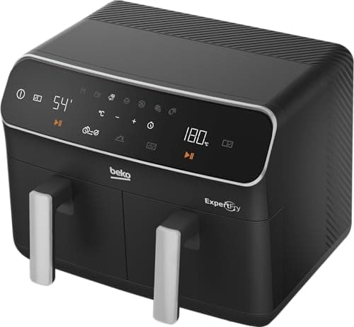 Image of Beko Dual Zone Air fryer ExpertFry FRL5387B | 8.5L Capacity | Smart Finish | Match Cook | Wide LED Screen | 7 Automatic Cooking functions | Dehydrate | Air Fry, Black