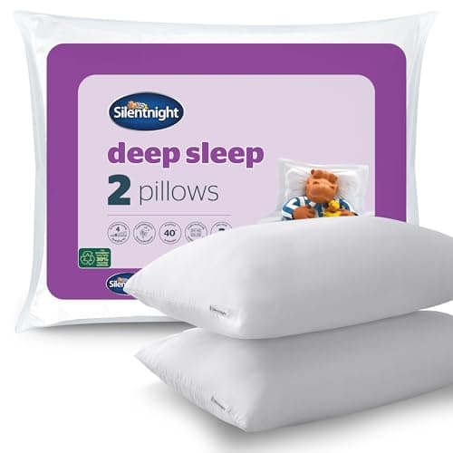 Image of Silentnight Deep Sleep Pillow Pack of 2 - Soft Hotel Bed Pillows 2 Pack Pillow Pair - Machine Washable Hollowfibre Sleep Easy Pillows