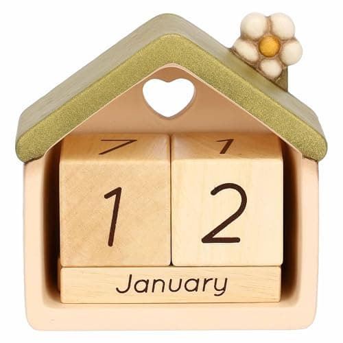Image of THUN - Table Calendar - Ceramic - Country Bloom Collection - 11.8 x 6 x 11.5 cm