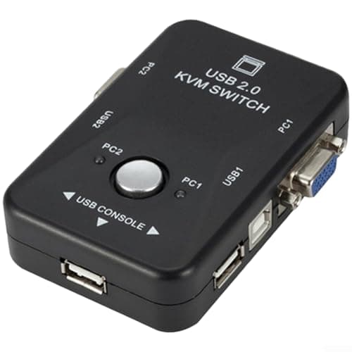Image of 4 Port VGA KVM Switch Manual USB 2.0 Selector, 1920x1080 Full HD Support for PC Keyboard Mouse Monitor Printer, and Play, Compact Black Design(2)