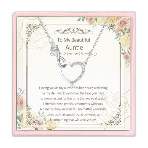 Image of Ecripe Sterling Silver 925 Necklaces for Women, Heart Pendants Ladies Necklaces with Cubic Zirconia, Adjustable Jewellery Birthday Gift for Auntie (Auntie)