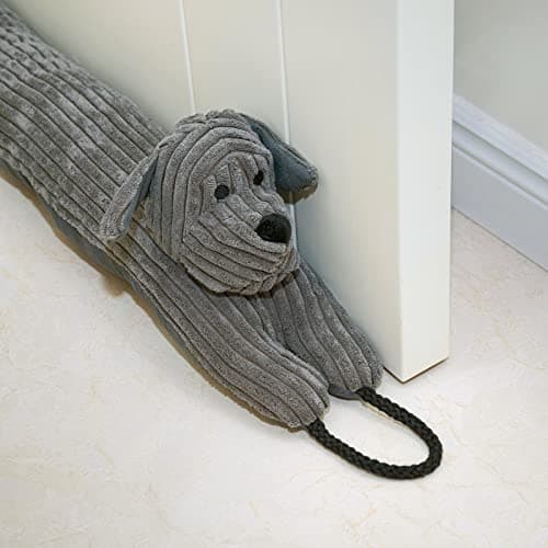 Image of Marwood Under Door Draught Excluder Decorative Wind Stopper 76cm for Door & Window, Weighted Animal Air Door Draft Stopper Snake Noise Blocker for Bottom of Door with Hanging Loops - Grey Dog 30"