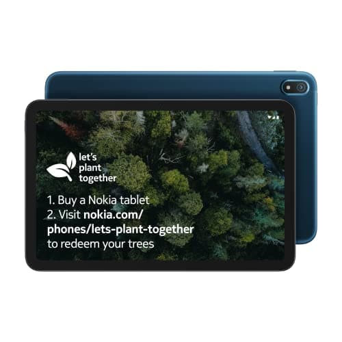 Image of Nokia T20 Android 11 WiFi Tablet with 10.36" Screen, 4GB RAM/64GB ROM, 8200mAh Battery, 8MP + 5MP Camera, Stereo Speakers with OZO Playback, Dual Microphones, Metal body – Ocean Blue (Renewed)