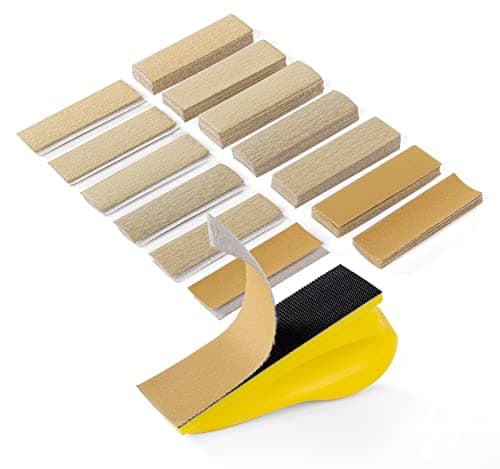 Image of SATC Micro Hand Sanding Block Kit 3.5”x1.1”x1.8”Hand Sanding Block and 70 PCS Sandpaper Sheets 10 Each 80/120/150/180/220/240/400 Grit Wood Woodworking, Small Detail Finishing Sander