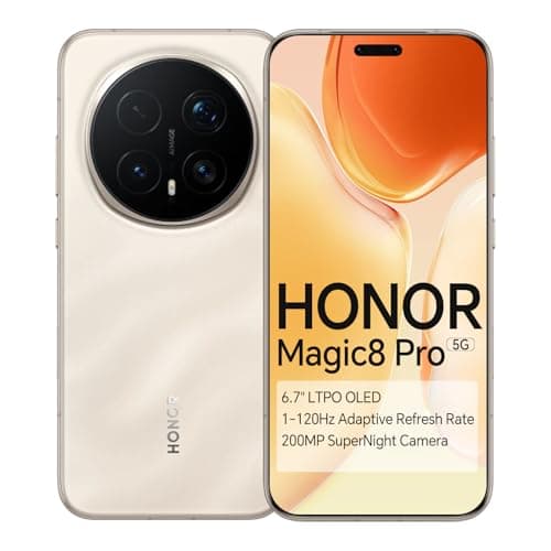Image of HONOR Magic8 Pro 5G Smartphone, Snapdragon 8 Elite Gen 5, 6270mAh Battery, 6.71" Screen, 200MP Telephoto Camera, 120Hz Refresh Rate, IP68,IP69& IP69K Water Resistance (Sunrise Gold, 512, GB, GB, 12)