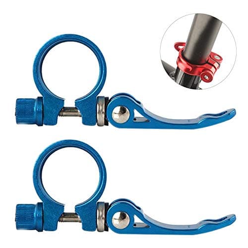 Image of DAZISEN Bicycle Seat Tube Clip - Aluminium Alloy Ultralight Quick Release Road Bike Seatpost Seat Post Clamp 31.8mm Blue,2*Blue,31.8mm