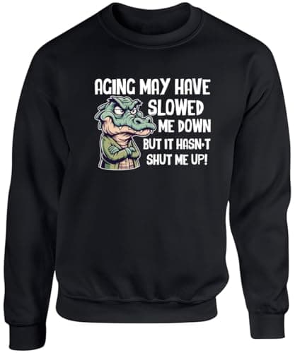 Image of Hippowarehouse Aging may have slowed me down but it hasn't shut me up unisex jumper sweatshirt pullover 5XL adult Black