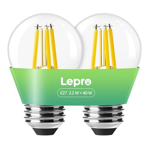 Image of Lepro E27 Golf Ball Bulb, A-Rated Ultra-efficient LED Bulb, 2.2W = 40W, 470lm, Warm White 2700K, 50000H Lifespan, Edison Screw ES, Clear Filament, Non-dimmable, Pack of 2