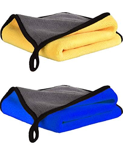 Image of ILLUVA Extra Thick Microfibre Cleaning Cloths Towels, Super Absorbent Micro Fibre Plush Cloths for Car Wash, Cleaning and Drying - Small 11.8 x 15.8inches(2PCS)