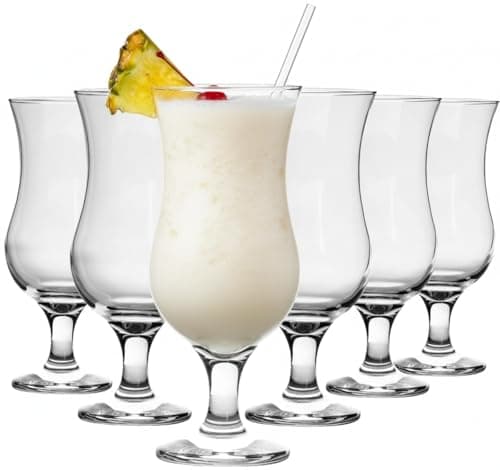 Image of Acense 6X Clear 460ml Pina Colada Glasses - Large Tall Hurricane Pineapple Martini Milkshake Party Drinking Glass Set