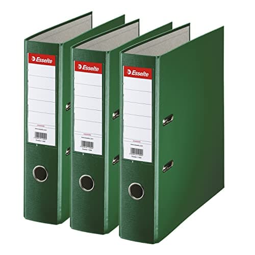 Image of Esselte A4 Lever Arch Files, Green, 3 File Folders, 624293, back 75 mm
