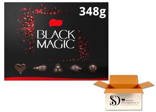 Image of Black Magic Dark Chocolate Box 348g | Luxury Assorted Dark Chocolates Gift Selection | Rich Cocoa Treats for Men & Women | Perfect Christmas, Birthday & Thank You Gift