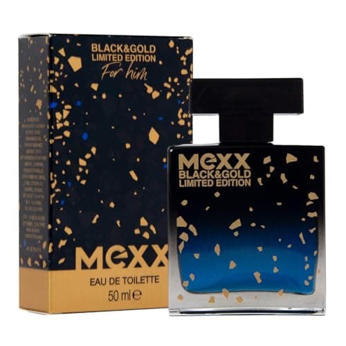 Image of Mexx Black & Gold Limited Edition Man Eau de Toilette Woody Fruity Men's Fragrance 50ml