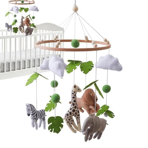 Image of Berriphonia Mobile for the Cot, Soothing Visually Stimulating Ornament, Handmade Felt Animal Room Mobile, for a Calming Atmosphere, Bassinet, Bed, for Playing, Girls