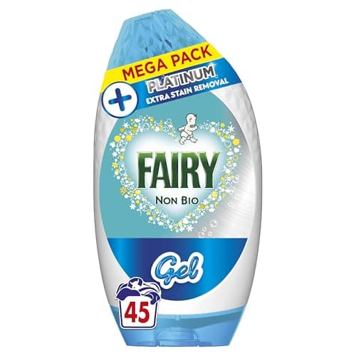 Image of Fairy Non Bio Platinum Laundry Detergent Gel, 45 Washes 1.485 L, Extra Stain Removal, Voted Number 1, For Sensitive Skin