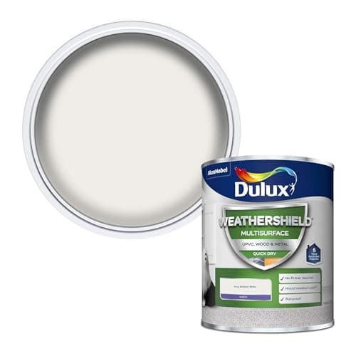 Image of Dulux Weather Shield Multi-Surface Quick Dry Satin Paint, 750 ml - Pure Brilliant White