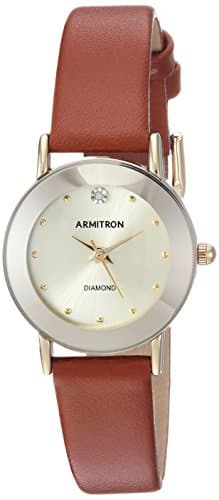 Image of Armitron Women's Genuine Diamond Dial Leather Strap Watch, 75/2447