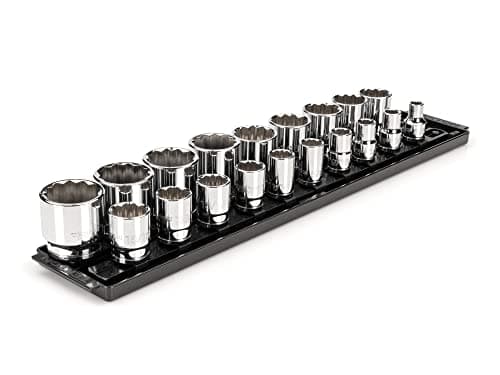 Image of TEKTON 1/2 Inch Drive 12-Point Socket Set with Rails and Tray, 19-Piece (3/8-1-1/2 in.) | SHD92126