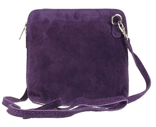 Image of Girly HandBags Genuine Suede Cross Body Shoulder Bag - Dark Purple(Size: W 17, H 17, D 8 cm (W 6, H 6, D 3 inches))