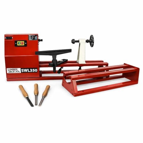 Image of LUMBER JACK SWL350 Wood Lathe, 370W Induction Motor, 1000mm Between Centres, 350mm Turning Diameter, 4-Speed Control, Complete Starter Kit for Woodturning