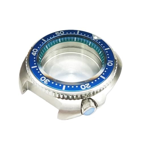 Image of ROUHO 43.5mm Vintage Diver Watch Case, Fits NH35/NH36 Movement 28.5mm Dial, Cushion Shape Solid Back Watch Modification Case for Seiko Turtle SKX007-F
