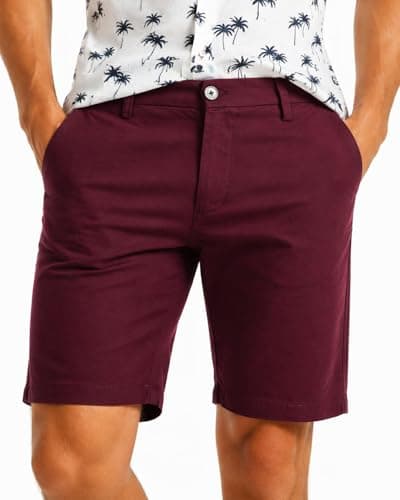 Image of Xact Men's Cotton Stretch Chino Shorts (Burgundy) 34