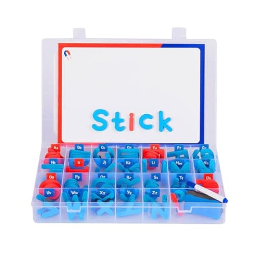 Image of Classroom Magnetic Letters Kit, Double-Side Magnet Board, Alphabet Learning Toy With Storage Box, Foam Fridge Magnets For Kids, Foam Magnetic Letters