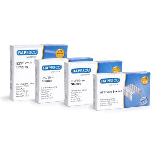 Image of Rapesco 1317 Multipack Type 923 Galvanised Heavy Duty Staples, 8, 10 and 12 mm, Pack of 4000