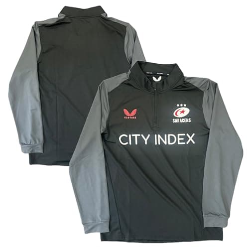 Image of Castore Saracens Rugby 1/4 Zip Men's Black Quarter Zip Training Top (UK, Alpha, L, Regular, Regular, Black)