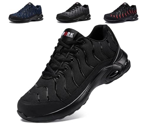 Image of LARNMERN Steel Toe Steel Toe Cap Trainers Mens Safety Safety Trainers Work Trainers Lightweight Safety Safety Shoes Work Shoe Comfortable Protective Footwear Size 6.5UK/40EU,Black