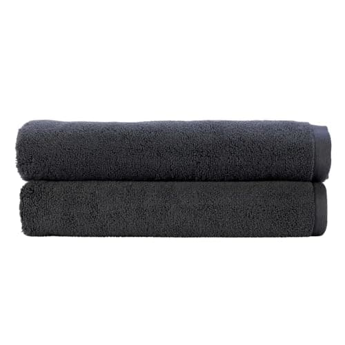 Image of Christy Cirrus Lightweight Bath Sheets | Set of 2 Extra Large Towels | Super Soft and Fluffy | Quick Dry Bathroom Shower Towels | 100% Cotton | Charcoal Grey